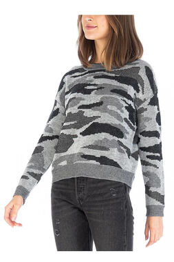 B Collection by Bobeau Camo Pullover Sweater Gray Camo - Regular